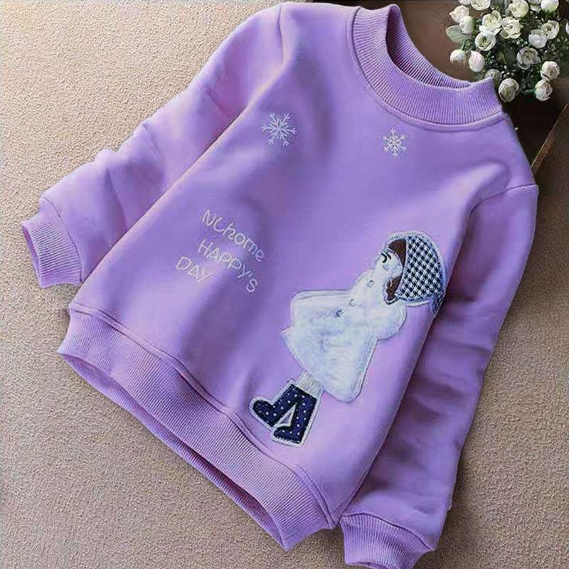 Mädchen Pullover Frühling Und Herbst Teenager Kinder Koreanische Ausländischen Langarm Cartoon Tops Kinder Bottoming Shirt 120 violett von Joom DACH