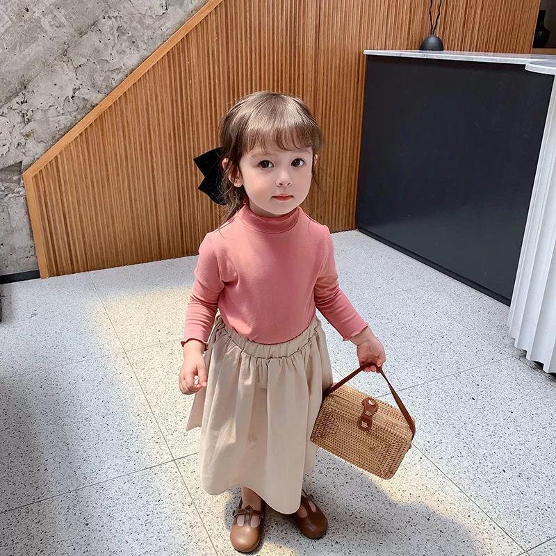 Mädchen-Rollkragen-T-Shirt im koreanischen Herbst-/Winterstil aus Samt mit langen Ärmeln für Babys und Kinder von Joom DACH