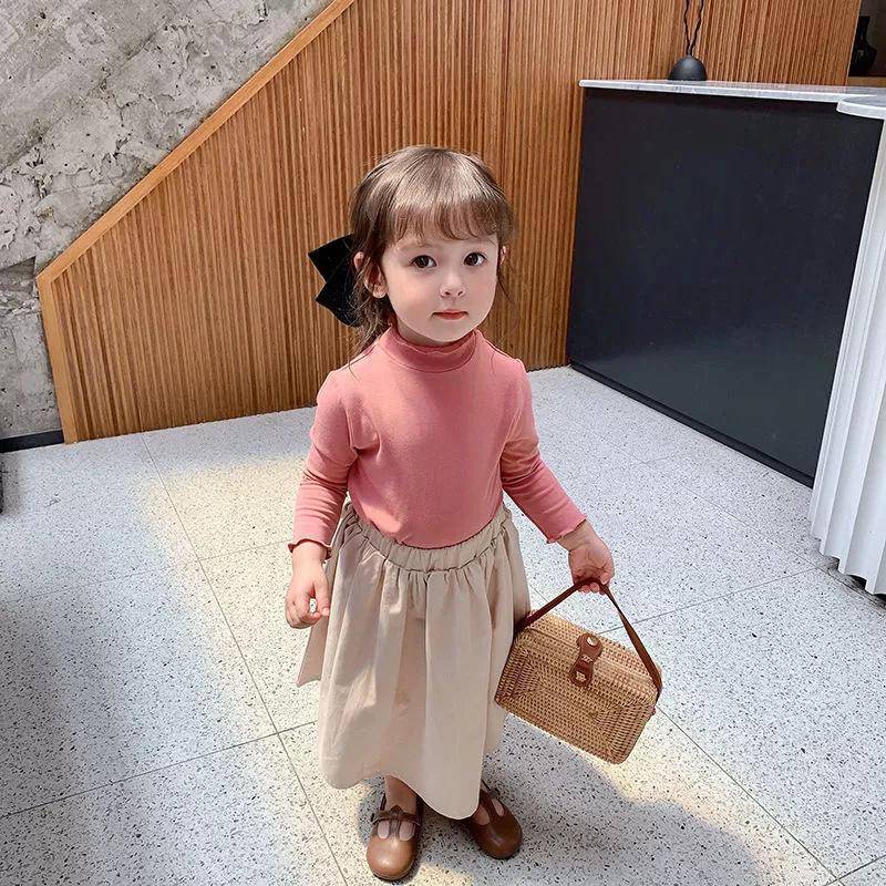 Mädchen-Rollkragen-T-Shirt im koreanischen Herbst-/Winterstil aus Samt mit langen Ärmeln für Babys und Kinder von Joom DACH