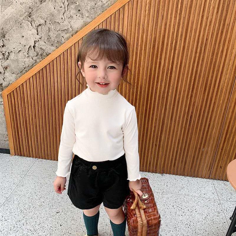 Mädchen-Rollkragen-T-Shirt im koreanischen Herbst-/Winterstil aus Samt mit langen Ärmeln für Babys und Kinder von Joom DACH