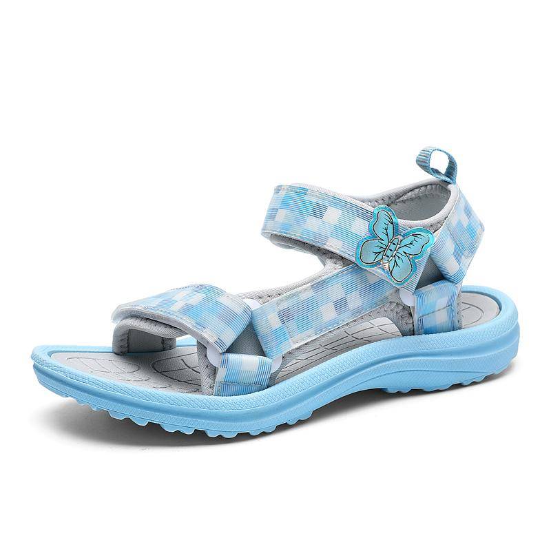 Mädchen Sandalen Mode Niedliche Karomuster Mädchen Prinzessin Sandalen Bequem Rutschfest Kinder Flache Schuhe Sommer Strand Lässig Kinderschuhe 38 blau von Joom DACH