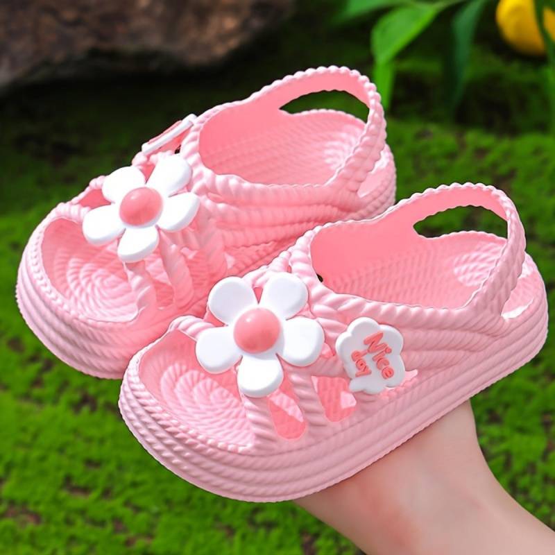 Mädchen Sandalen Neue Mode Niedliche Blume Prinzessin Schuhe Hundert Bequeme Strandschuhe Sandalen 24-25 rosa von Joom DACH