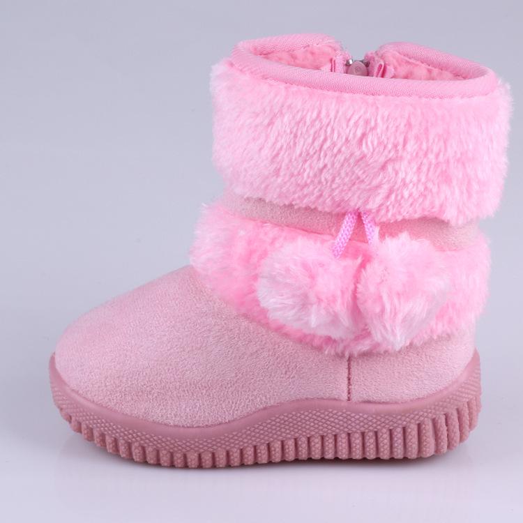 Mädchen Schnee Stiefel Mode Bequeme Dicke Warme Kinder Stiefel Lobbing Ball Dicke Kinder Winter Nette Jungen Stiefel Prinzessin Schuhe 22 rosa von Joom DACH