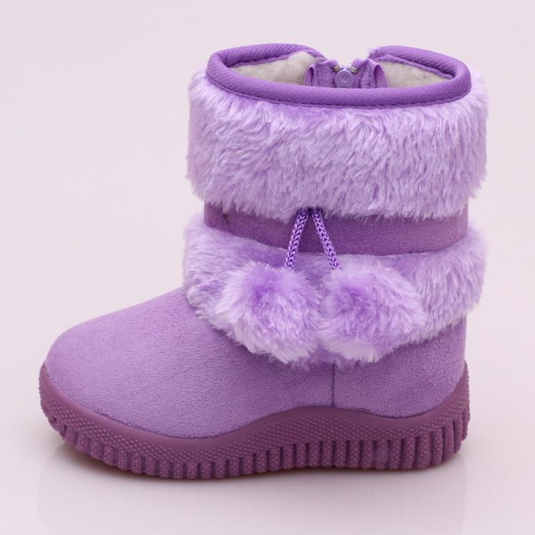 Mädchen Schnee Stiefel Mode Bequeme Dicke Warme Kinder Stiefel Lobbing Ball Dicke Kinder Winter Nette Jungen Stiefel Prinzessin Schuhe 23 violett von Joom DACH