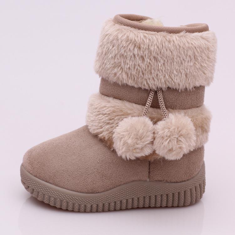 Mädchen Schnee Stiefel Mode Bequeme Dicke Warme Kinder Stiefel Lobbing Ball Dicke Kinder Winter Nette Jungen Stiefel Prinzessin Schuhe 28 beige von Joom DACH