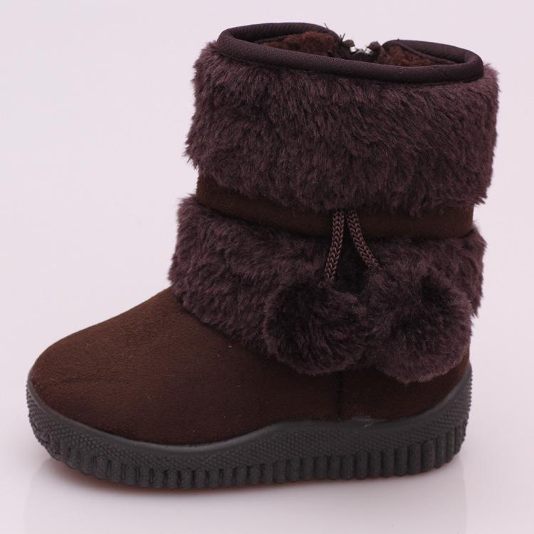 Mädchen Schnee Stiefel Mode Bequeme Dicke Warme Kinder Stiefel Lobbing Ball Dicke Kinder Winter Nette Jungen Stiefel Prinzessin Schuhe 32 kaffeebraun von Joom DACH