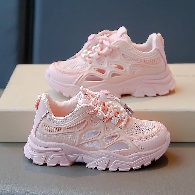 Mädchen Sport Schuhe Frühling und Herbst Atmungsaktive Mesh Mädchen Casual Schuhe Beliebte Weiße Schuhe 34 rosa von Joom DACH