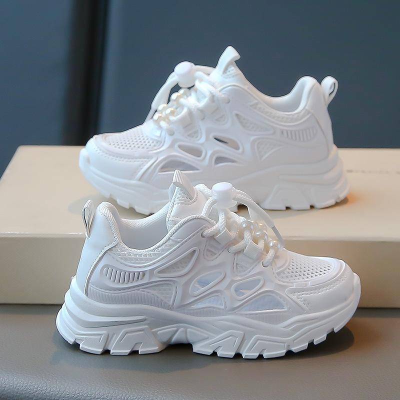 Mädchen Sport Schuhe Frühling und Herbst Atmungsaktive Mesh Mädchen Casual Schuhe Beliebte Weiße Schuhe 34 weiß von Joom DACH