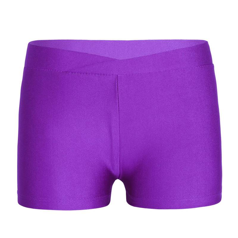 Mädchen Sportliche V-Bund Stretch Shorts Atmungsaktive Unterteile für Tanztraining Gymnastik Wettkämpfe 11-12 Years violett von Joom DACH