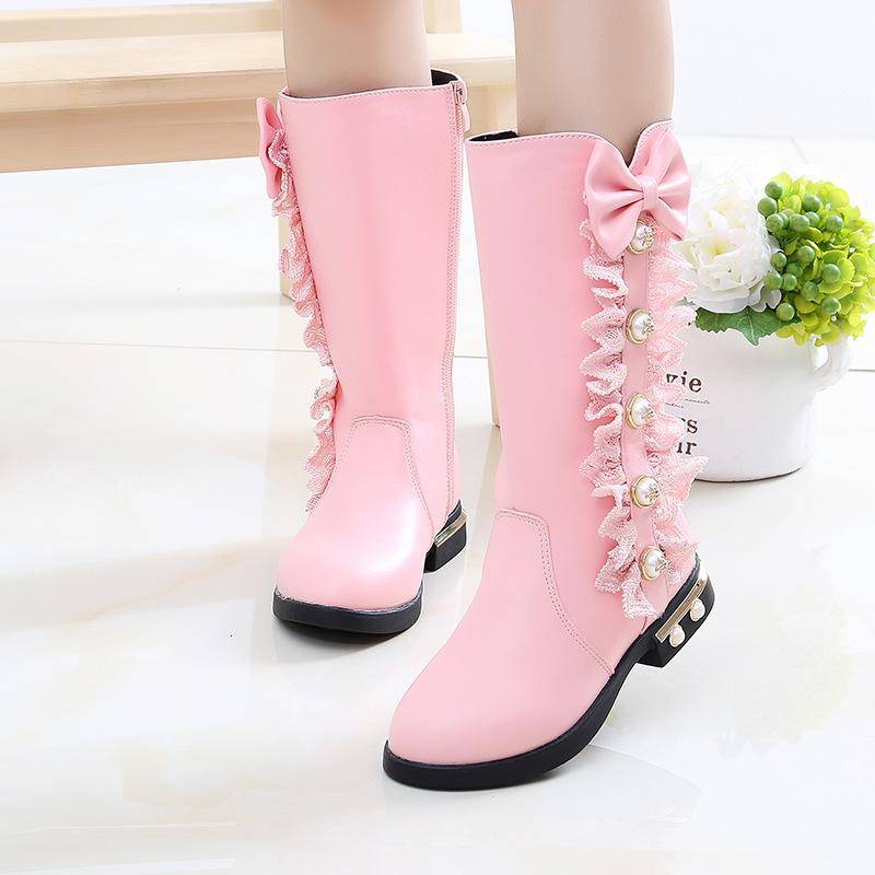 Mädchen Stiefel Herbst und Winter Neue Koreanische Version der Kinder Hohe Stiefel Plus Samt Kleine Mädchen Prinzessin Lange Stiefel 30 rosa von Joom DACH