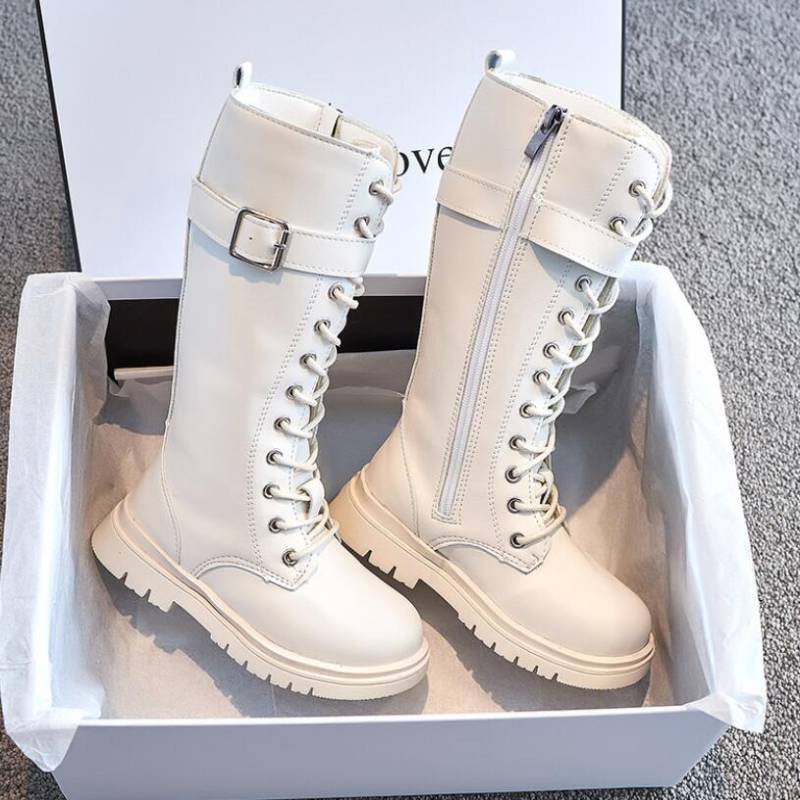 Mädchen Stiefel Kinder Kniehohe Mode Martin Stiefel Wildleder Gummi Weiche Plateaustiefel Schuhe 32 von Joom DACH