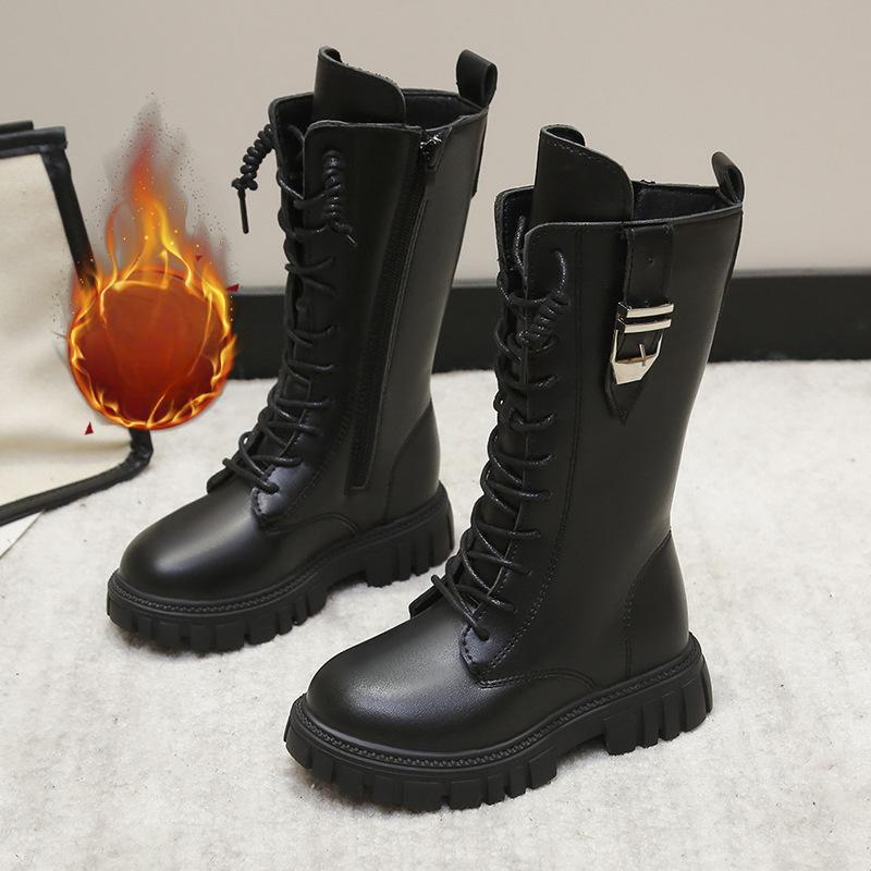 Mädchen Stiefel Neue Herbst und Winter Kleine Mädchen Hohe Stiefel Schwarz Prinzessin Stiefel Modell Laufsteg Stiefel Reitstiefel 37 von Joom DACH