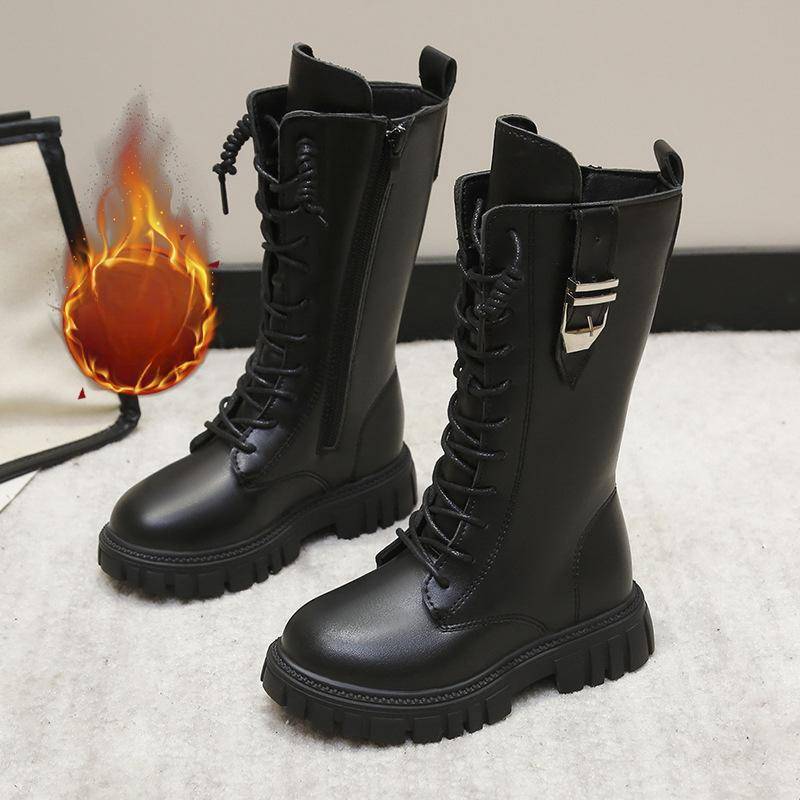 Mädchen Stiefel Neue Herbst und Winter Kleine Mädchen Hohe Stiefel Schwarz Prinzessin Stiefel Modell Laufsteg Stiefel Reitstiefel 37 von Joom DACH