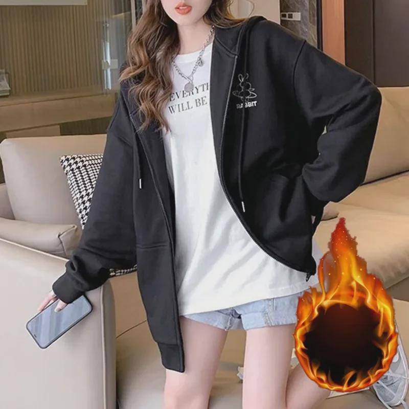 Mädchen-Sweatshirt-Cardigan mit Kapuze, gesticktes Muster, neuer Lazy-Style, lockere Passform, Langarmjacke für Frühling, Herbst und Winter 2025. M von Joom DACH