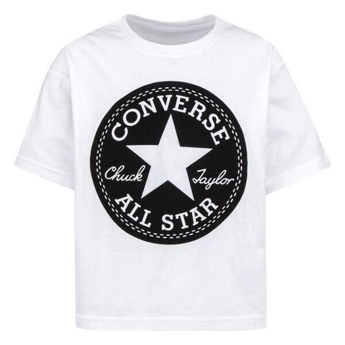 Mädchen T-Shirt - CONVERSE - Sig Chuck Patch Boxy - Weiß - Kurze Ärmel - Größe S von Joom DACH