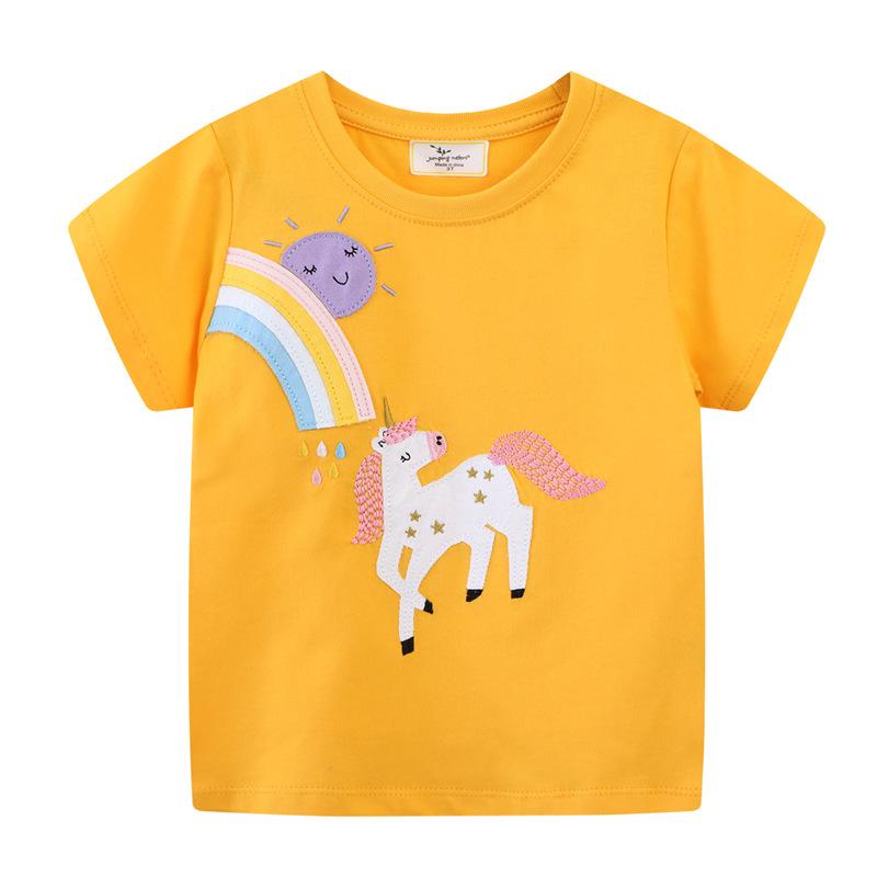 Mädchen T-Shirt Kurzarm Kinder Neu Europa und Die Vereinigten Staaten Kinder Cartoon Baby Tops Freizeitkleidung 130cm von Joom DACH