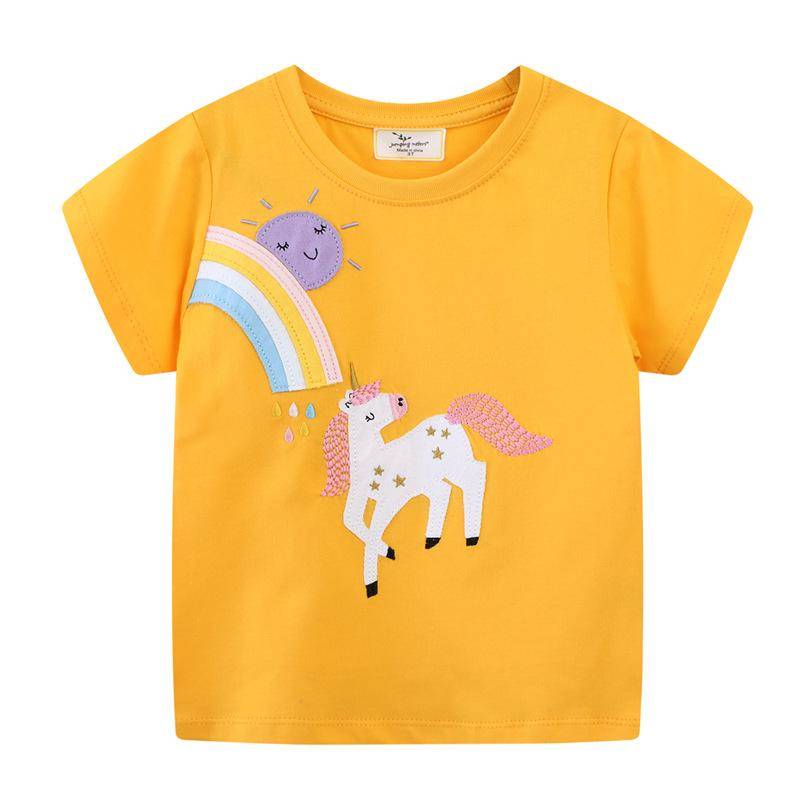 Mädchen T-Shirt Kurzarm Kinder Neu Europa und Die Vereinigten Staaten Kinder Cartoon Baby Tops Freizeitkleidung 130cm von Joom DACH