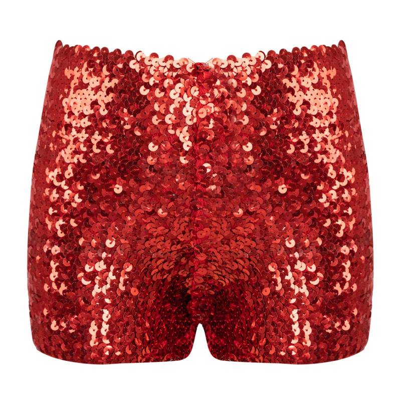 Mädchen-Tanz-Shorts, Gymnastik-Sport-Shorts, glitzernde Glitzer-Tumbling-Hose rot von Joom DACH