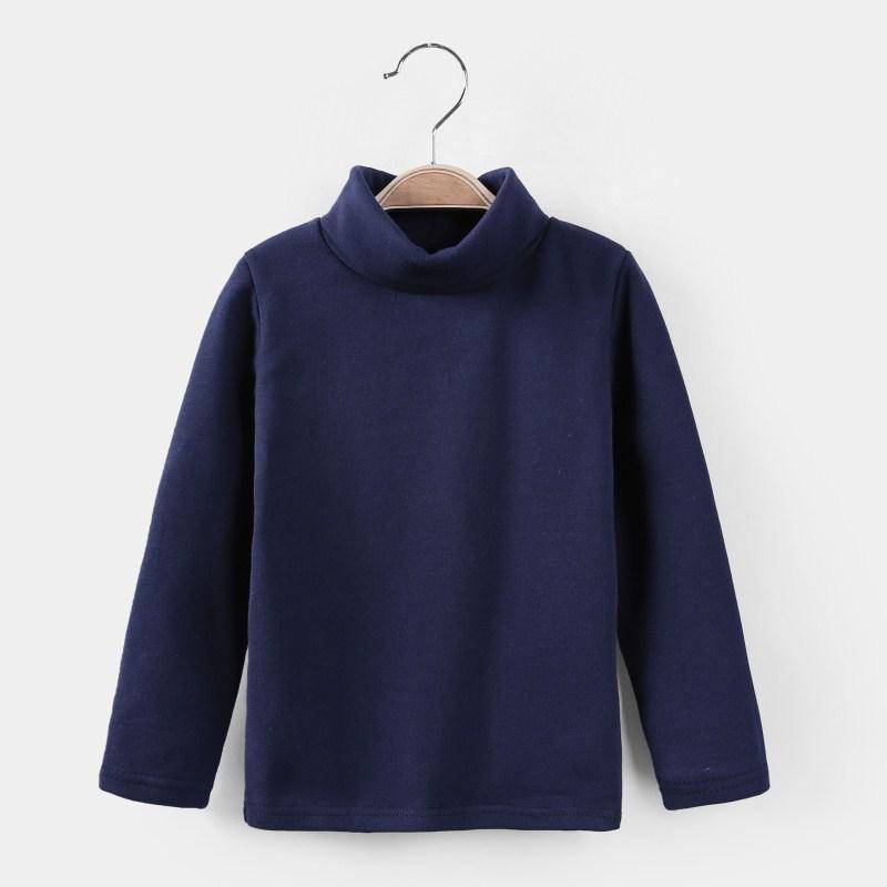 Mädchen-Unterhemd, halbhoher Kragen, Pullover, Oberteil, Kinder, einfarbiges Hemd 130 navy blau von Joom DACH