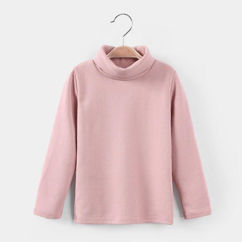 Mädchen-Unterhemd, halbhoher Kragen, Pullover, Oberteil, Kinder, einfarbiges Hemd 140 rosa von Joom DACH