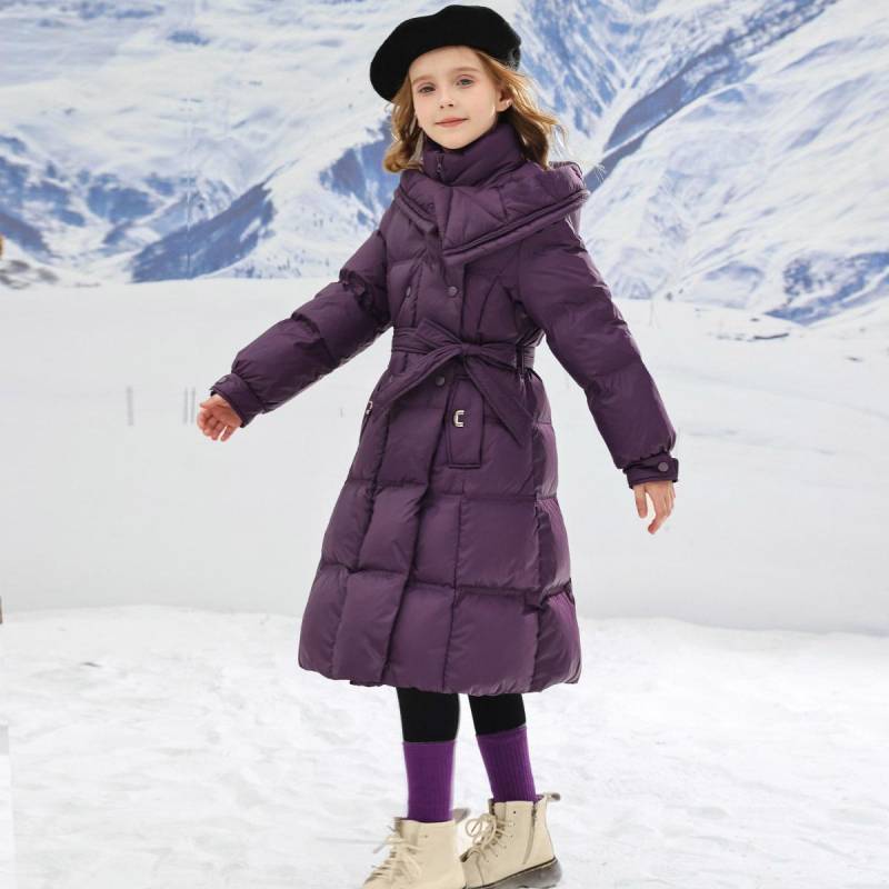 Mädchen Winter Einfarbig Hohe Kragen Baumwolle Mantel Mittleren und Großen Kindern Verdicken Warme Schlanke Jacke 130 violett von Joom DACH