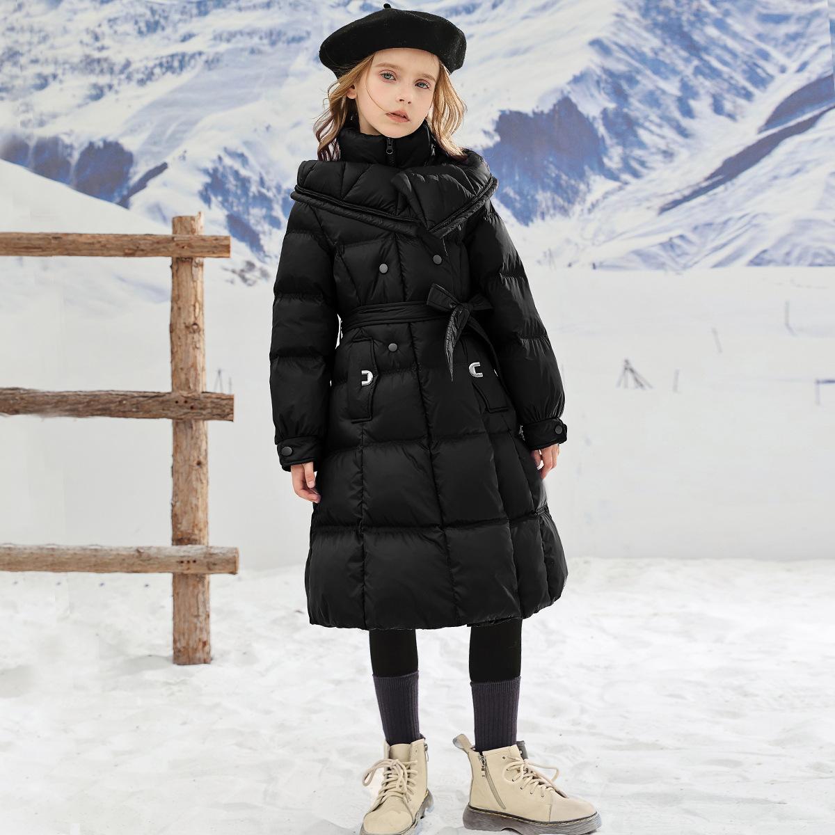 Mädchen Winter Einfarbig Hohe Kragen Baumwolle Mantel Mittleren und Großen Kindern Verdicken Warme Schlanke Jacke 140 schwarz von Joom DACH