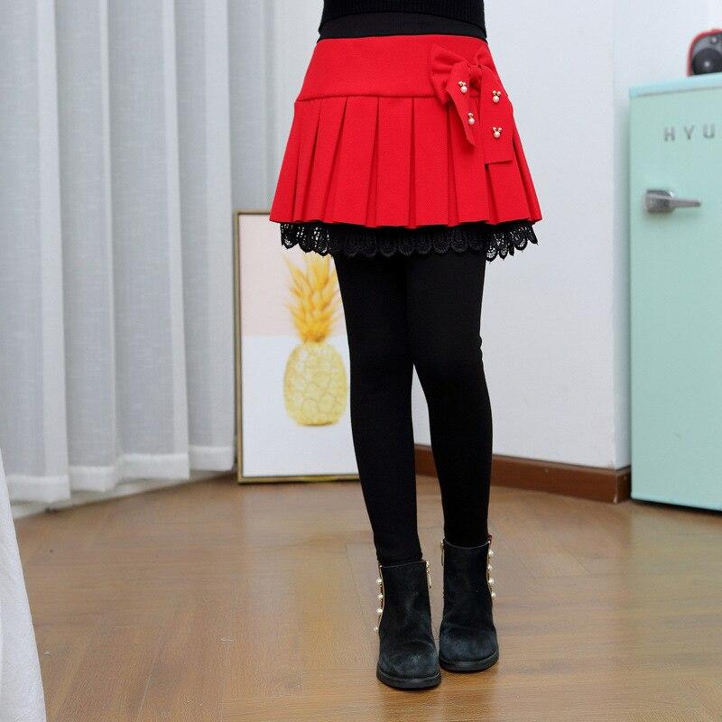 Mädchen Winter Leggings Hosen Kinder Hosen Fleece Legging für Mädchen Dicke Warme Falsche Zwei Stücke Culotte Kinder Rock Hosen Hosen 150 von Joom DACH