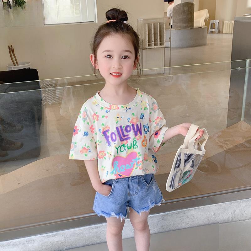 Mädchen kurzarm T-shirt Sommer Baby Mädchen Tops Kinder Halbarm Sommer kinder Kleidung T-shirt Sommer 140cm beige von Joom DACH