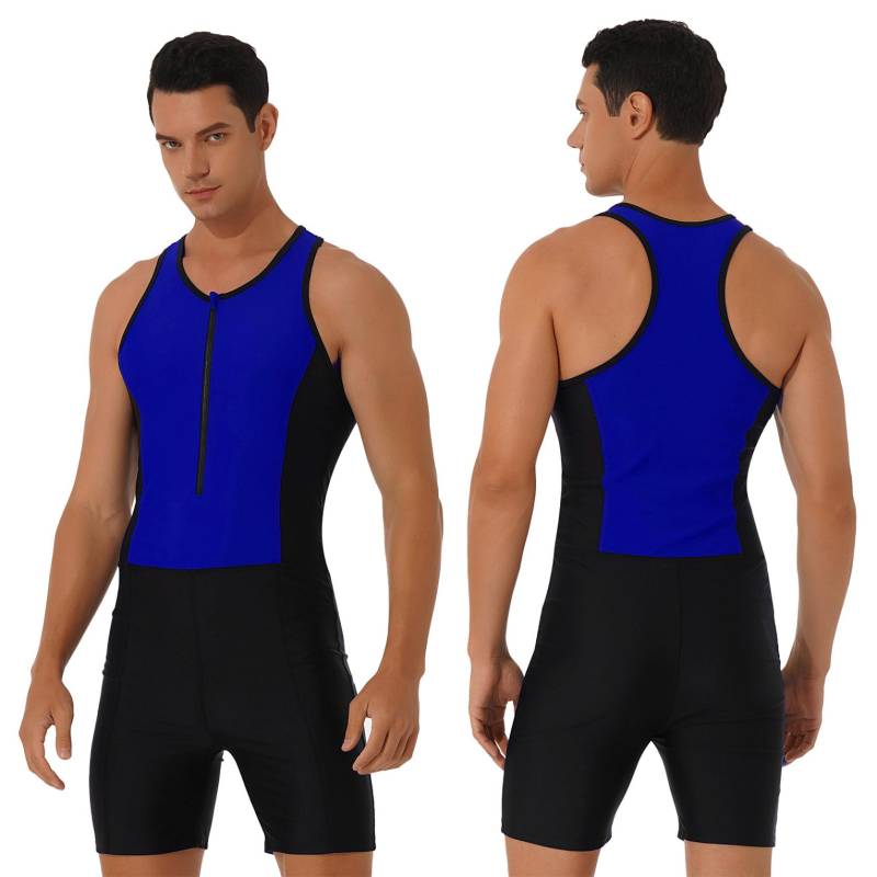 Männer Ärmellose Sport Fitness Wrestling Singlet Overall Racer Zurück Body Schwimmen Badeanzug Triathlon Neoprenanzug XXL königsblau von Joom DACH