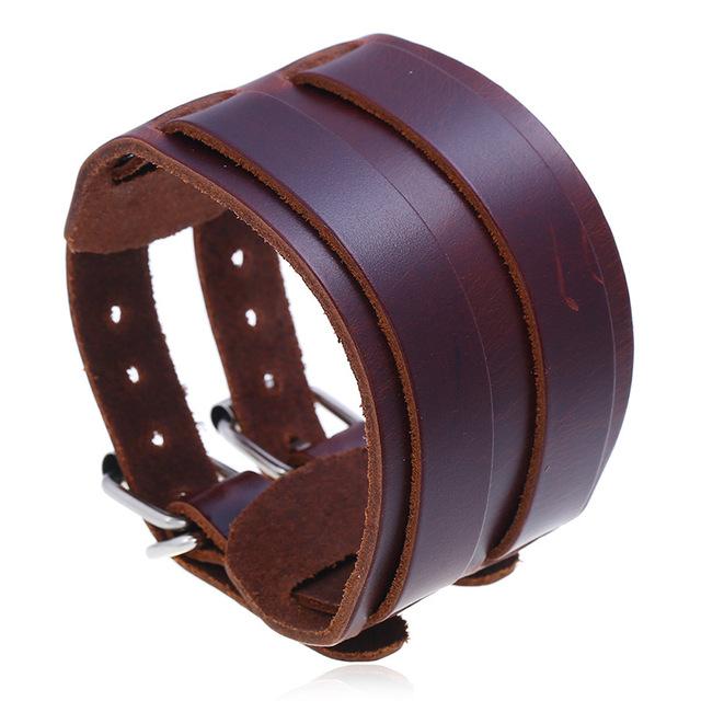 Männer Armbänder Punk Niet Breite Leder Multilayer Motorrad Radfahren Club Wrap Goth Armband Für Frauen Charme Paar Hand Schmuck von Joom DACH