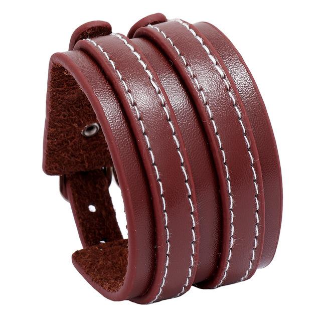 Männer Armbänder Punk Niet Breite Leder Multilayer Motorrad Radfahren Club Wrap Goth Armband Für Frauen Charme Paar Hand Schmuck von Joom DACH