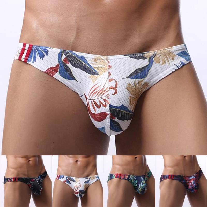 Männer Atmungsaktive Mesh Print Tangas Unterwäsche Kurze Ausbuchtung Beutel G-String Unterhose M dunkelblaue von Joom DACH