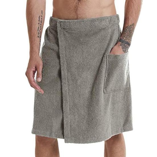 Männer Bademantel Badetuch Verstellbare Elastische Taille Homewear Nachthemd Tasche Outdoor Sport Schwimmen Gym Spa Handtuch XL grau von Joom DACH