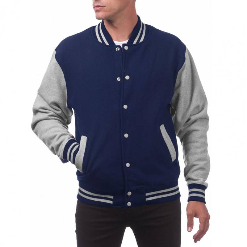 Männer Baseball Jacke Stehkragen Langarm Knöpfe Verschluss Patchwork Farbe Mantel mit Taschen Herbst Winter Fleece Futter Casual M navy blau von Joom DACH