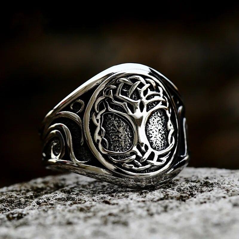 Männer Biker Nordic Viking Ringe Edelstahl Retro Nordic Ethnische Glaube Odin Viking Rune Ring Männer Amulett Schmuck 10 von Joom DACH