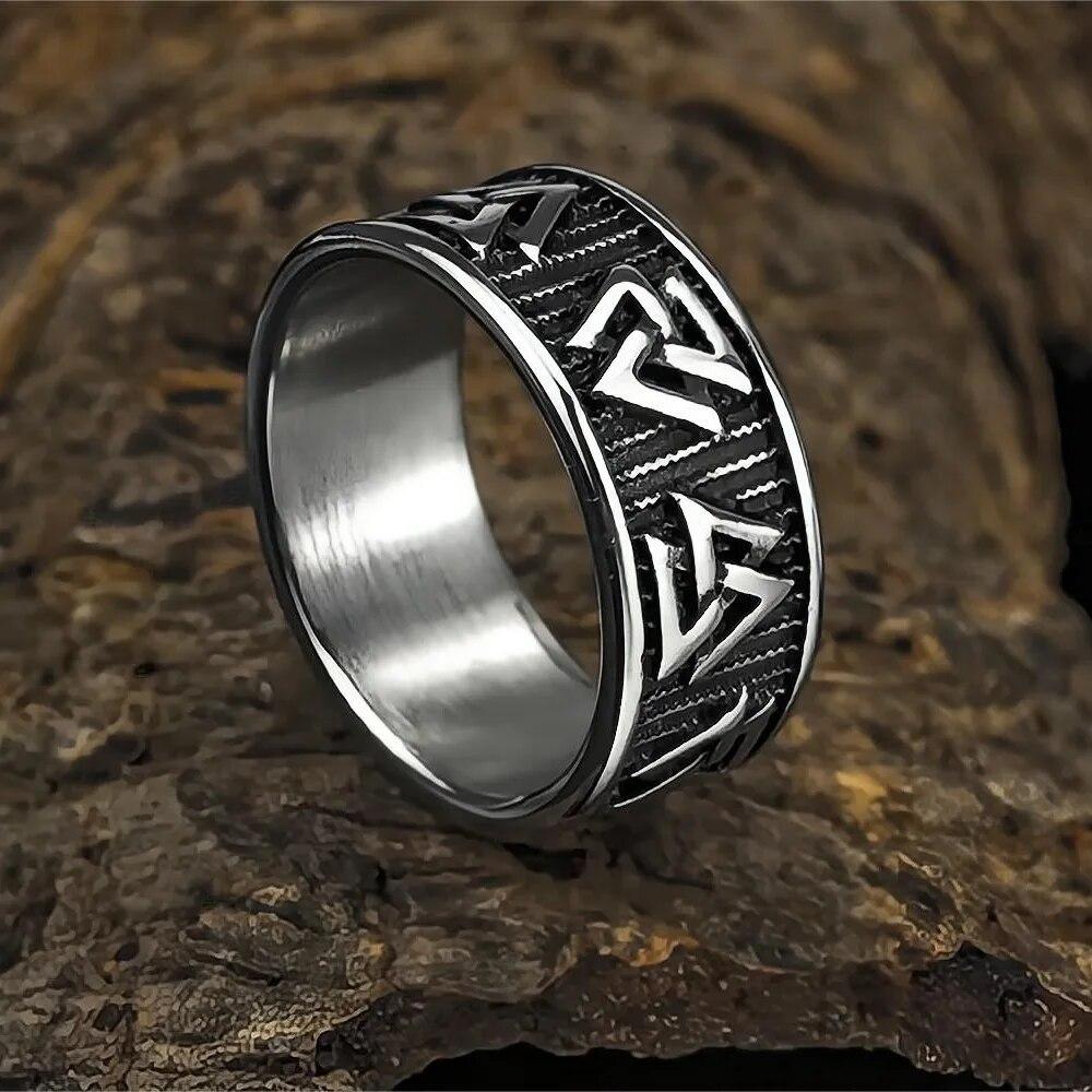 Männer Biker Nordic Viking Ringe Edelstahl Retro Nordic Ethnische Glaube Odin Viking Rune Ring Männer Amulett Schmuck 8 von Joom DACH