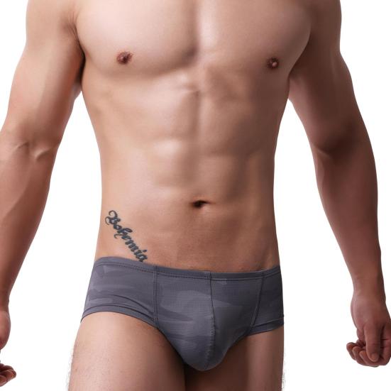 Männer Boxershorts Low Rise U-Convex Slim Fit Shorts Unterwäsche Bunter Druck Hohe XL grau von Joom DACH