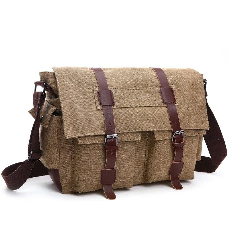 Männer Business Messenger Taschen Für Männer Schulter Tasche vintage Leinwand Umhängetasche Pack Retro Casual Büro Reisetasche khaki von Joom DACH