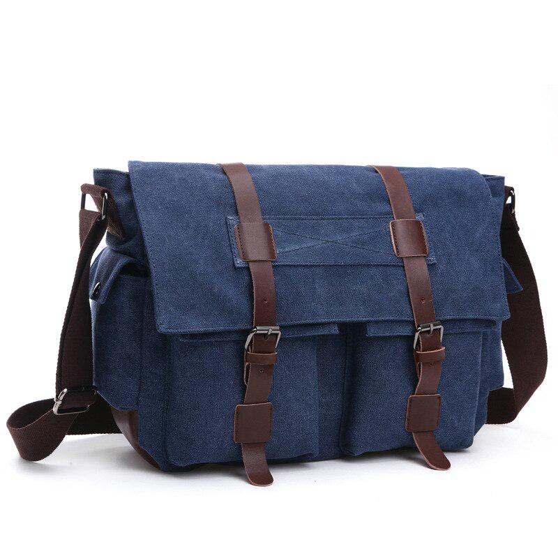Männer Business Messenger Taschen Für Männer Schulter Tasche vintage Leinwand Umhängetasche Pack Retro Casual Büro Reisetasche navy blau von Joom DACH