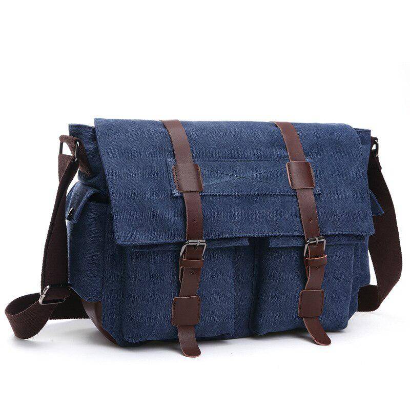 Männer Business Messenger Taschen Für Männer Schulter Tasche vintage Leinwand Umhängetasche Pack Retro Casual Büro Reisetasche navy blau von Joom DACH