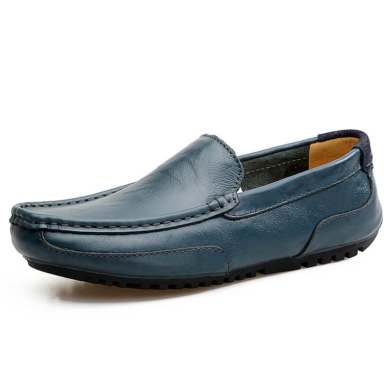 Männer Casual Schuhe Luxus Marke Sommer Echtem Leder Herren Loafer Mokassins Aushöhlen Atmungsaktive Slip on Driving Schuhe 42 blau von Joom DACH