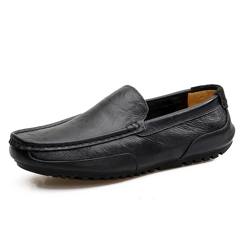 Männer Casual Schuhe Luxus Marke Sommer Echtem Leder Herren Loafer Mokassins Aushöhlen Atmungsaktive Slip on Driving Schuhe 44 schwarz von Joom DACH