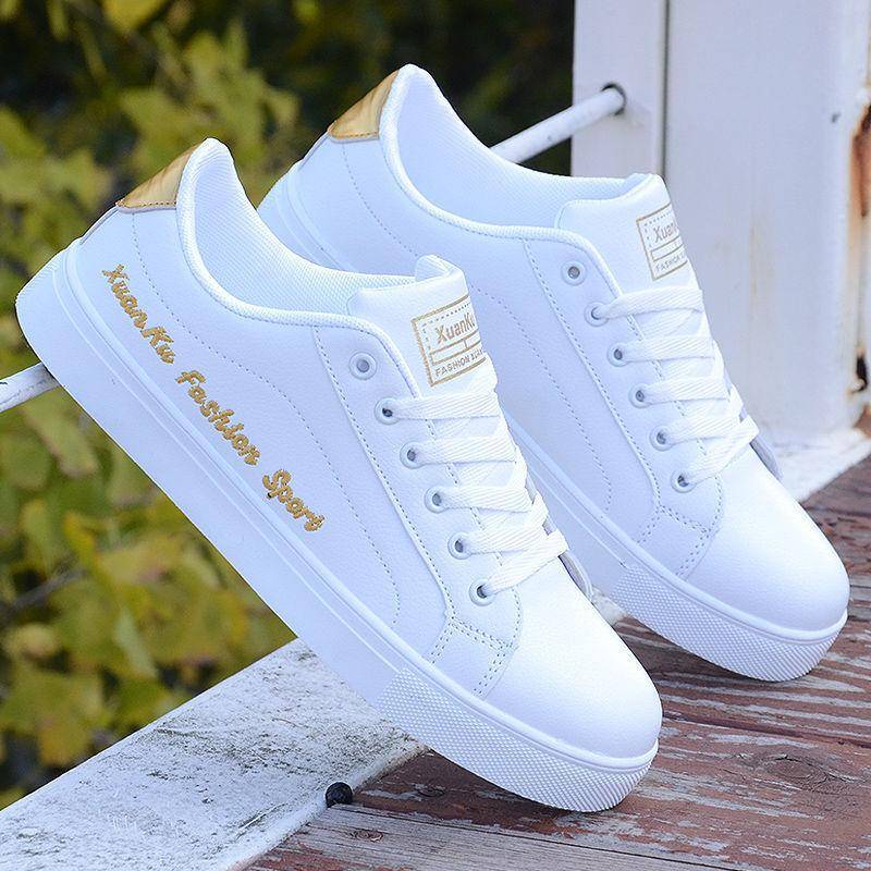 Männer Casual Sportschuhe Pu Leder Schuhe Sneakers Herrenmode Trend Weiße Schuhe 40 gold von Joom DACH