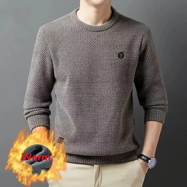 Männer Dicke Warme Pullover Herbst Winter Rundhals Casual Pullover Pullover Tops Solide Plüsch Verdickt Pullover Männer Kleidung 3XL kamelfarben von Joom DACH