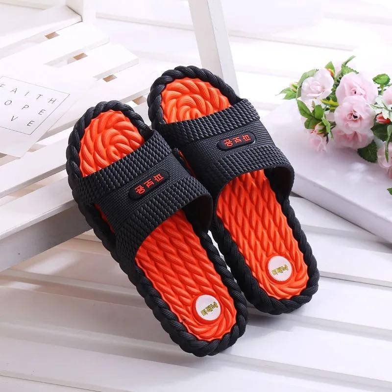 Männer EVA Hausschuhe Schwarz Patchwork Farbe Weiche Sohle Casual Indoor Hausschuhe Zu Hause Badezimmer Anti Slip Hausschuhe Sommer 44-45 orange von Joom DACH