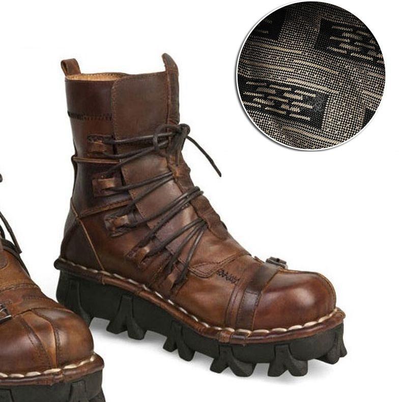 Männer Echtes Leder Motorrad Stiefel Wüste Taktische Stiefel Stiefeletten Winter Schuhe Militär Kampf Stiefel Schädel Punk Stiefel 41 braun von Joom DACH