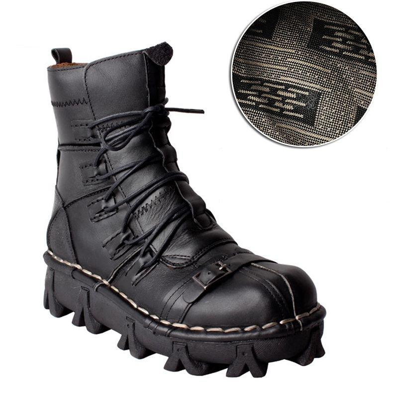 Männer Echtes Leder Motorrad Stiefel Wüste Taktische Stiefel Stiefeletten Winter Schuhe Militär Kampf Stiefel Schädel Punk Stiefel 43 von Joom DACH