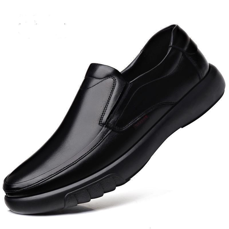 Männer Echtes Leder Schuhe Non-slip Herren Loafer Luxus Kopf Leder Weiche Business Casual Loafer Schuhe Männlich 42 schwarz von Joom DACH