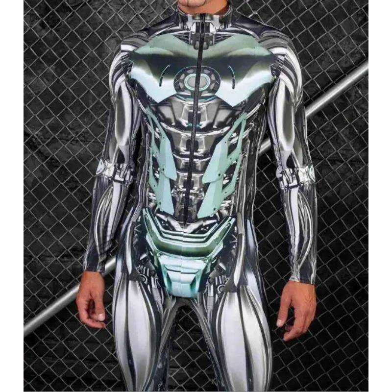 Männer Erwachsene Steampunk Bodys Die Zukunft Roboter CyberPunk Overall Halloween Urlaub Partei Cosplay Kostüm Alien Strampler Zentai M von Joom DACH