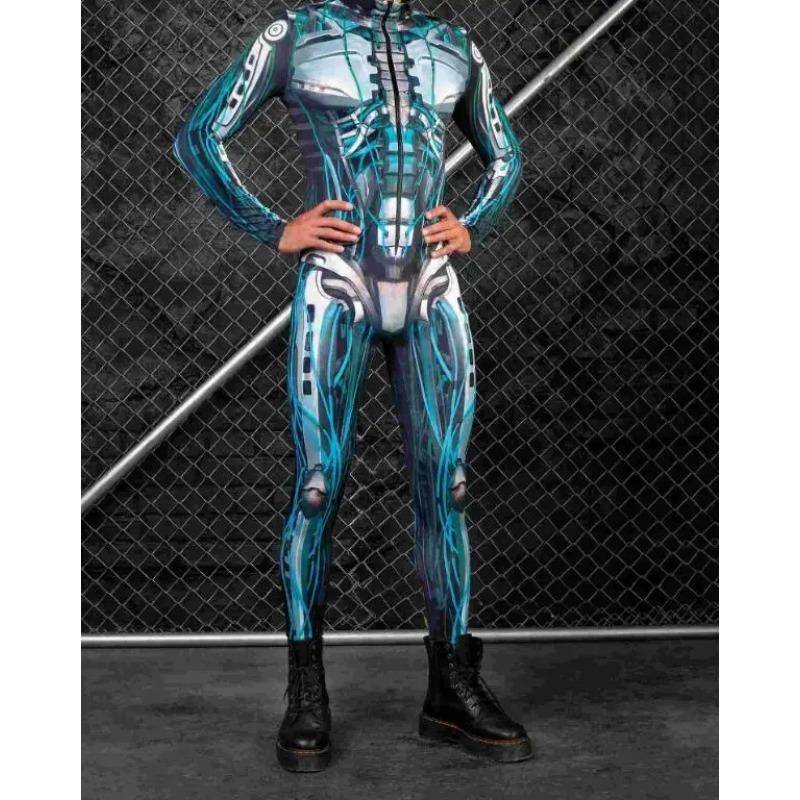 Männer Erwachsene Steampunk Bodys Die Zukunft Roboter CyberPunk Overall Halloween Urlaub Partei Cosplay Kostüm Alien Strampler Zentai M von Joom DACH